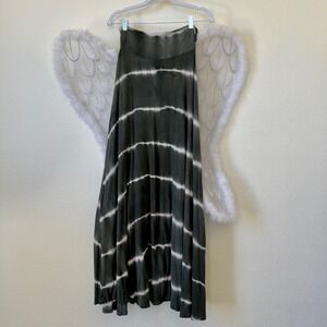 Boho Grunge Tie Dye Maxi Skirt M Green White Boho USA Made Hippie Stretchy Y2K